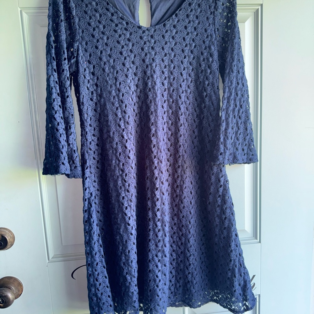 ALWAYS INDIGO Blue Lace Dress Size PM